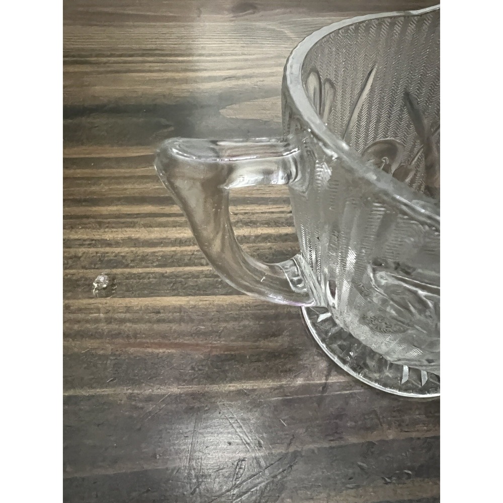 1930's Jeannette Iris & Herringbone Crystal Clear Cream‎ Dish Only Replacement - Picture 4 of 6